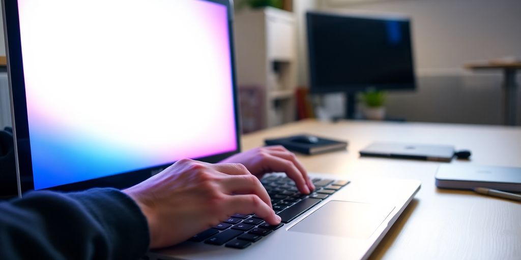 Person typing Python code on a laptop.