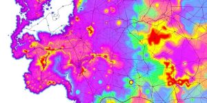 Colorful Python geographic map visualization.