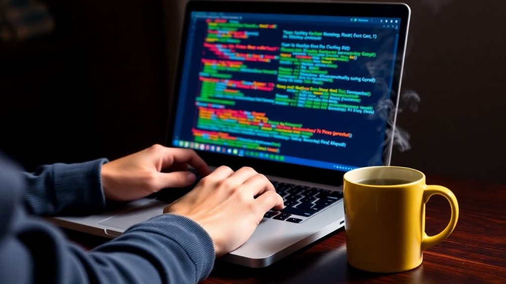 Person learning Python on a laptop